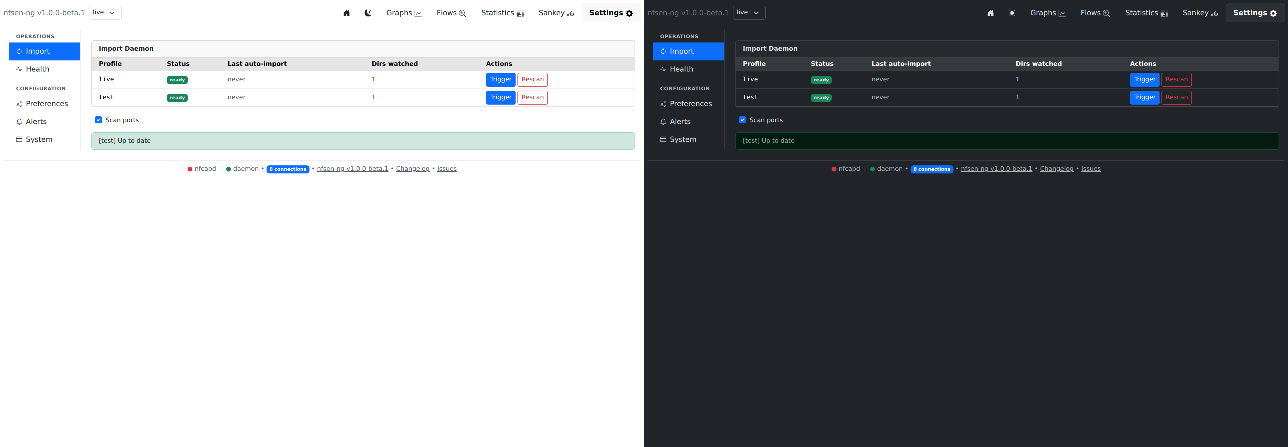 Import screen