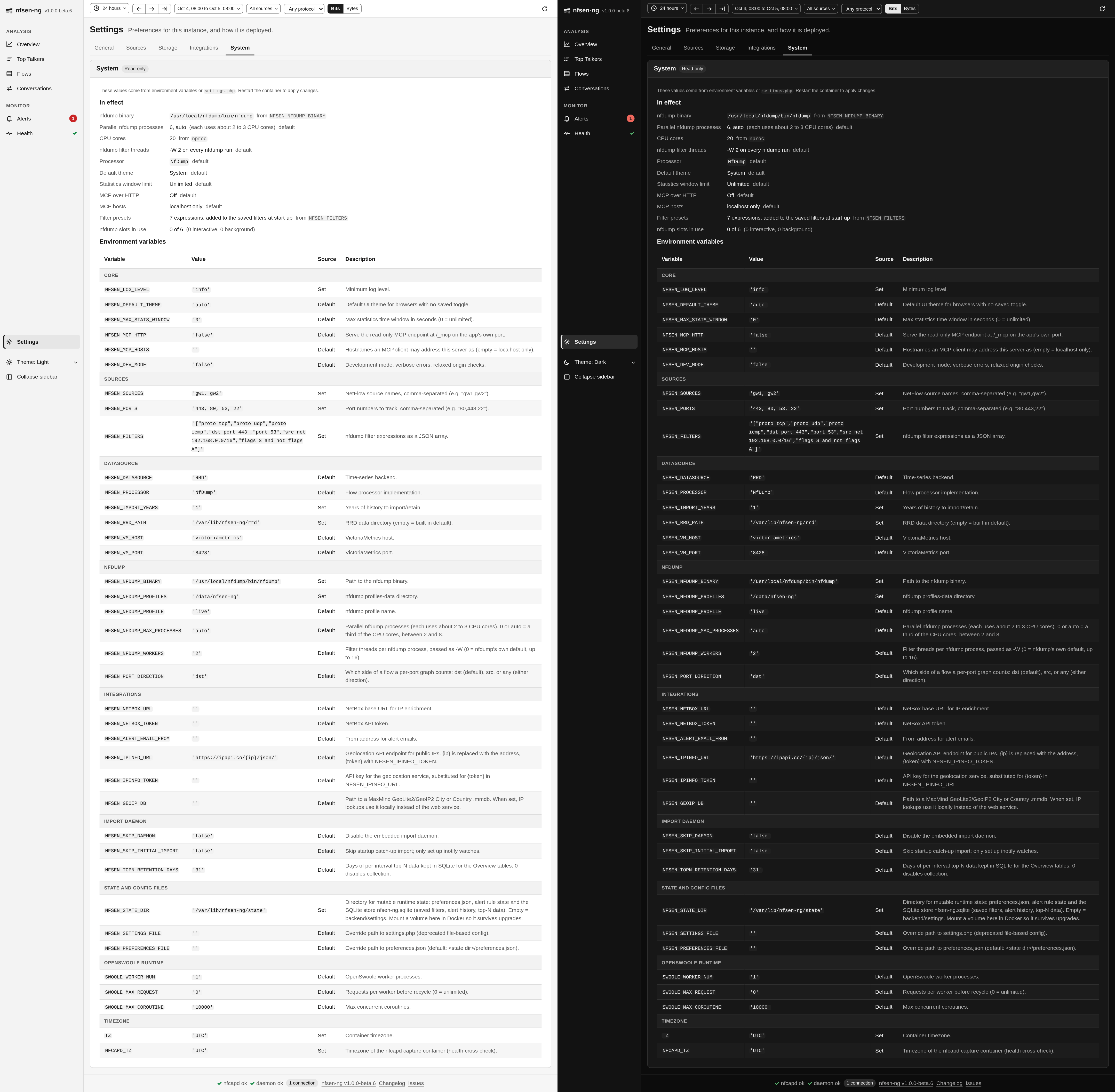 Settings, System