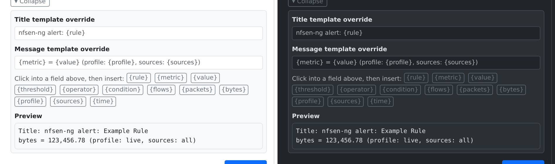 Per-rule template override