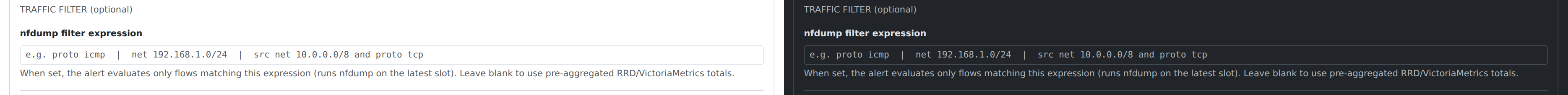Traffic filter field
