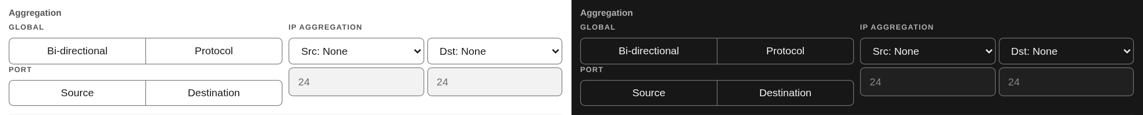 Aggregation controls