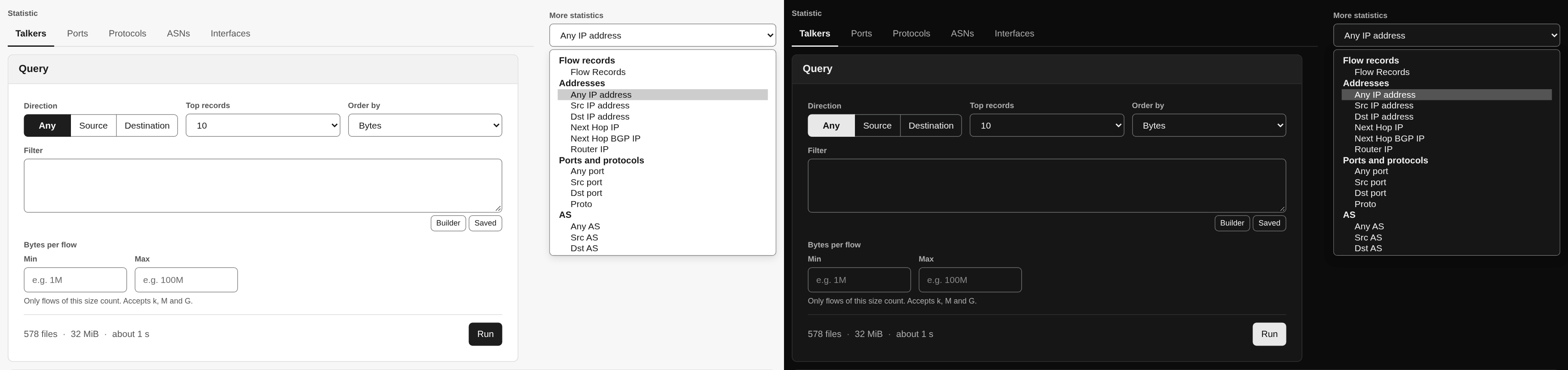 The statistic tabs, the direction and More statistics